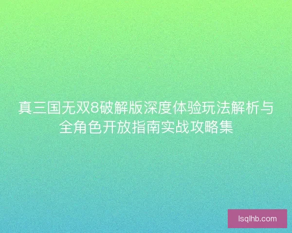 真三国无双8破解版深度体验玩法解析与全角色开放指南实战攻略集